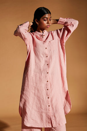 Candy Floss Linen Shirt Dress