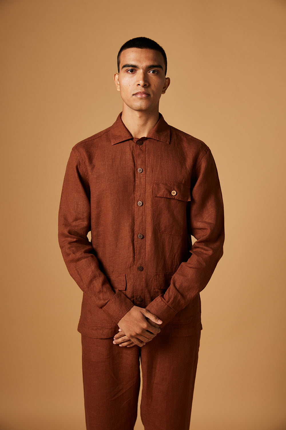 Cinnamon Linen Men's Overshirt